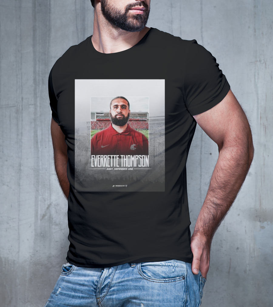 Washington State Football Everette Thompson Assistant Defensive Line Coach Palouse Stadium T-Shirt