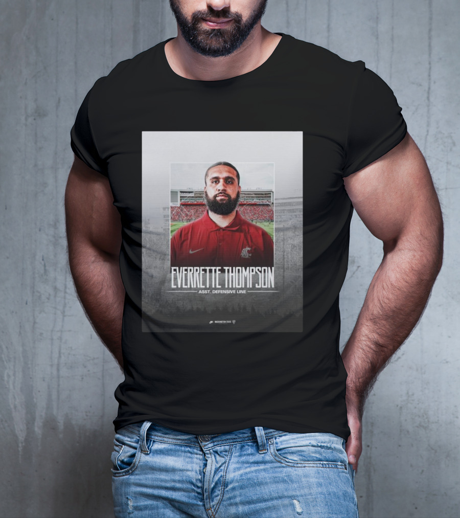 Washington State Football Everette Thompson Assistant Defensive Line Coach Palouse Stadium T-Shirt
