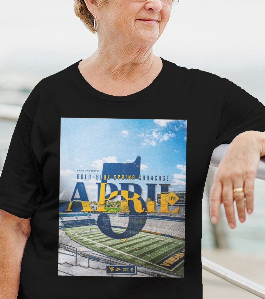 West Virginia Mountaineers Save The Date Gold Blue Spring Showcase April 5 2025 1 PM T-Shirt