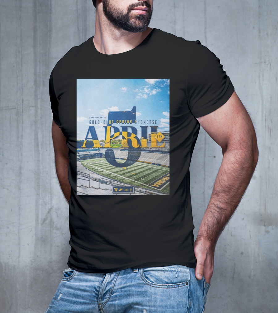 West Virginia Mountaineers Save The Date Gold Blue Spring Showcase April 5 2025 1 PM T-Shirt