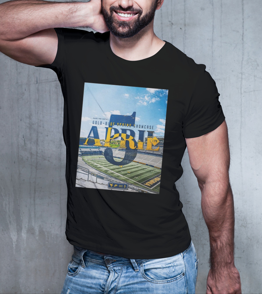 West Virginia Mountaineers Save The Date Gold Blue Spring Showcase April 5 2025 1 PM T-Shirt