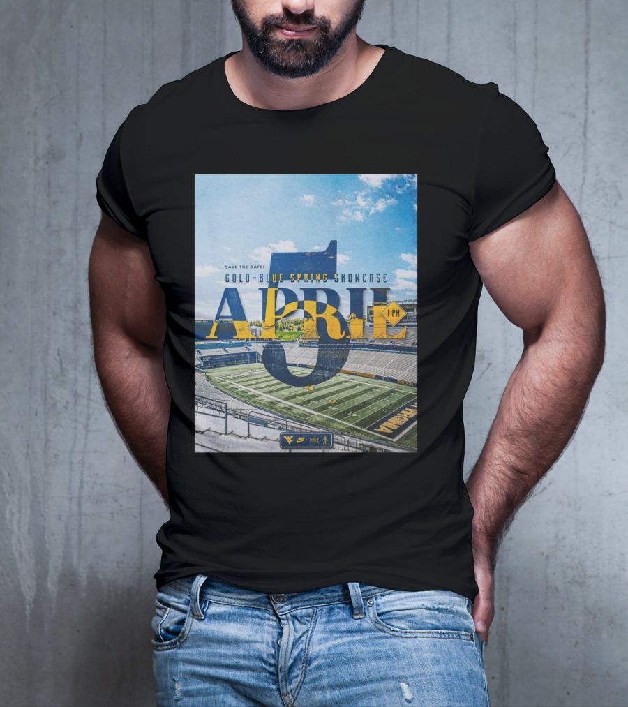 West Virginia Mountaineers Save The Date Gold Blue Spring Showcase April 5 2025 1 PM T-Shirt