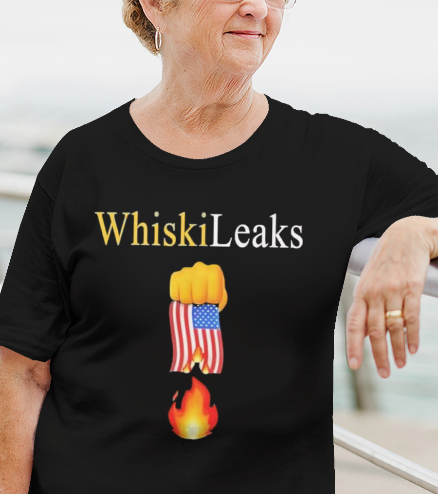 Whiskileaks American Flag Fist Fire 2025 T-Shirt