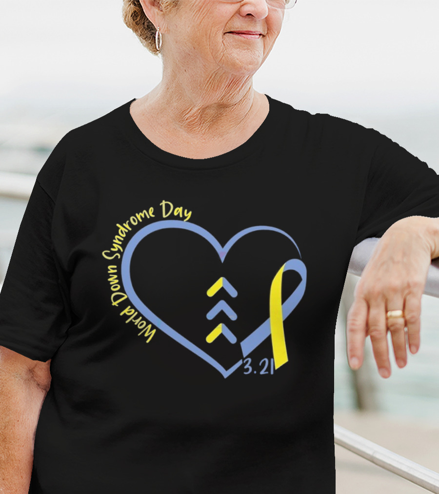 World Down Syndrome Day 3.21 Heart Ribbon Awareness T-Shirt