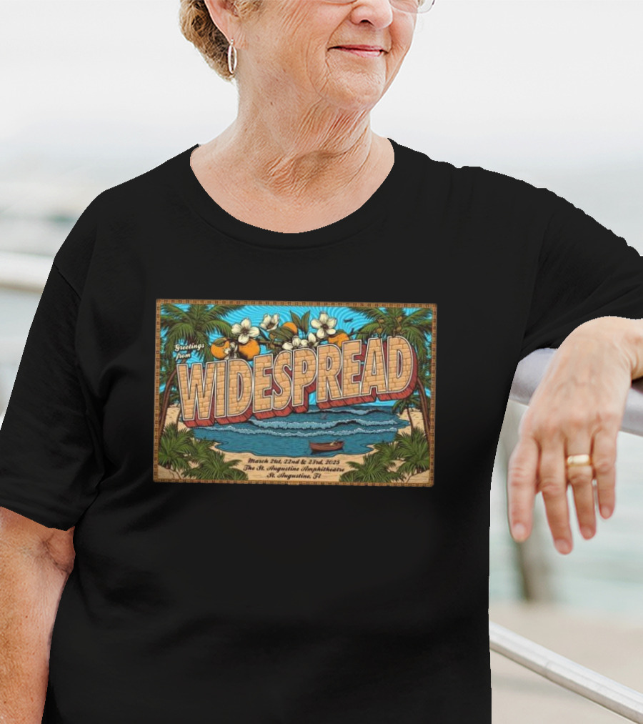 Greetings From Widespread Panic St. Augustine Amphitheatre St. Augustine FL March 21-23 2025 T-Shirt