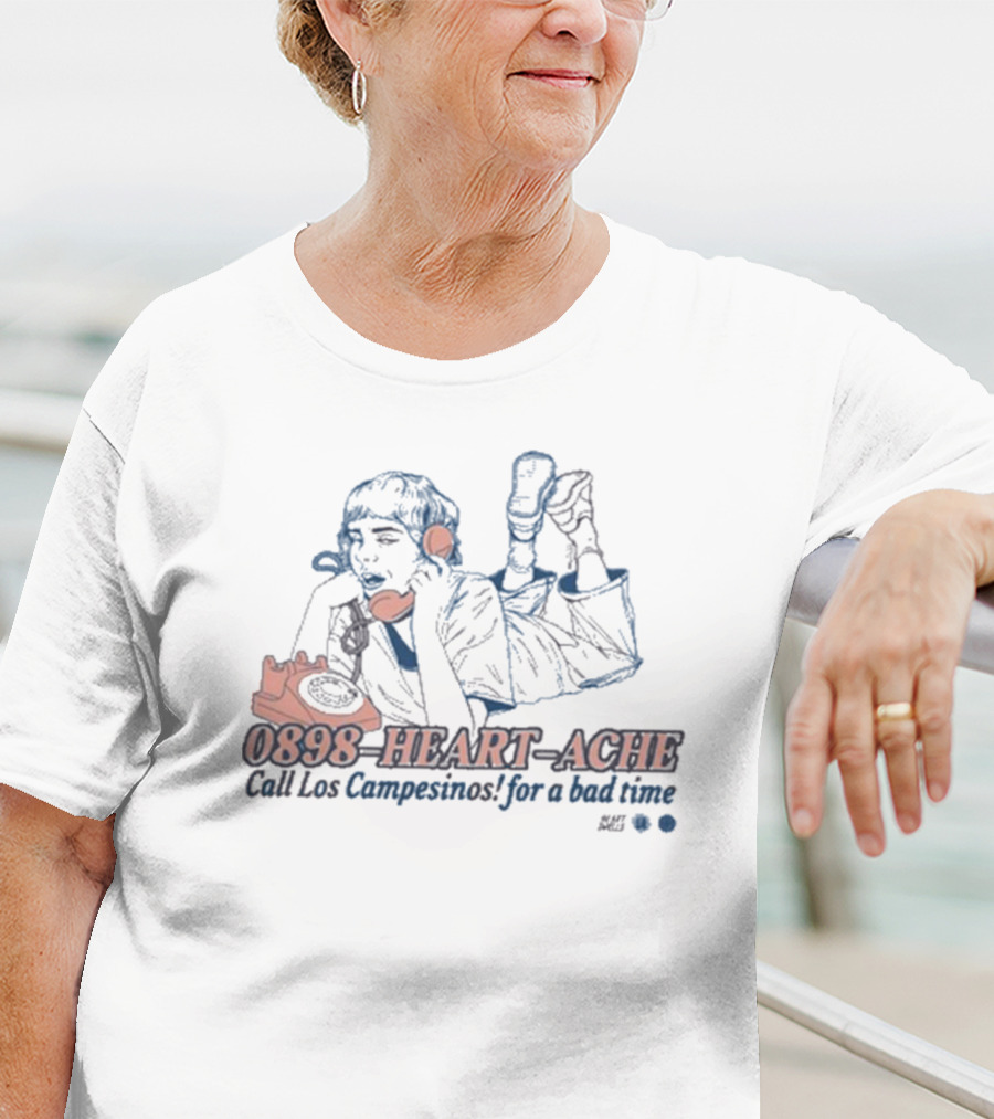 0898 Heart Ache Los Campesinos Call For A Bad Time With Vintage Phone Illustration T-Shirt