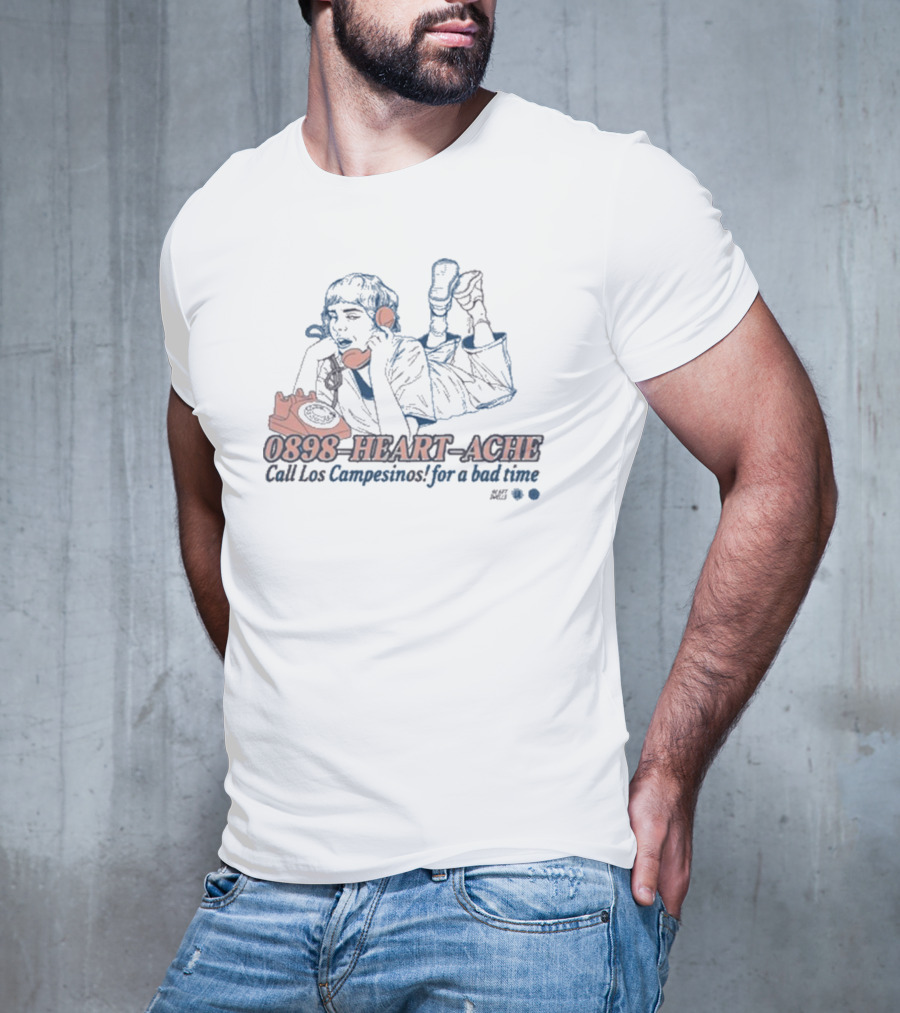 0898 Heart Ache Los Campesinos Call For A Bad Time With Vintage Phone Illustration T-Shirt