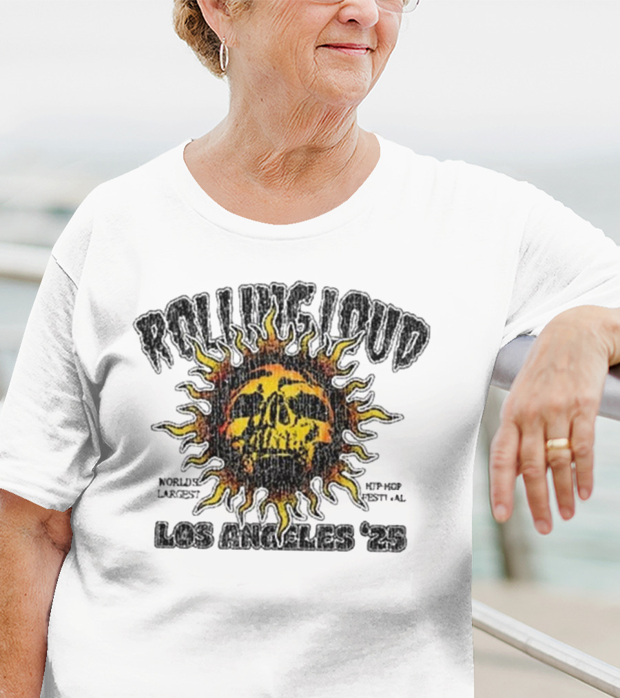 Rolling Loud Los Angeles 2025 Skull Sunburst Graphic T-Shirt