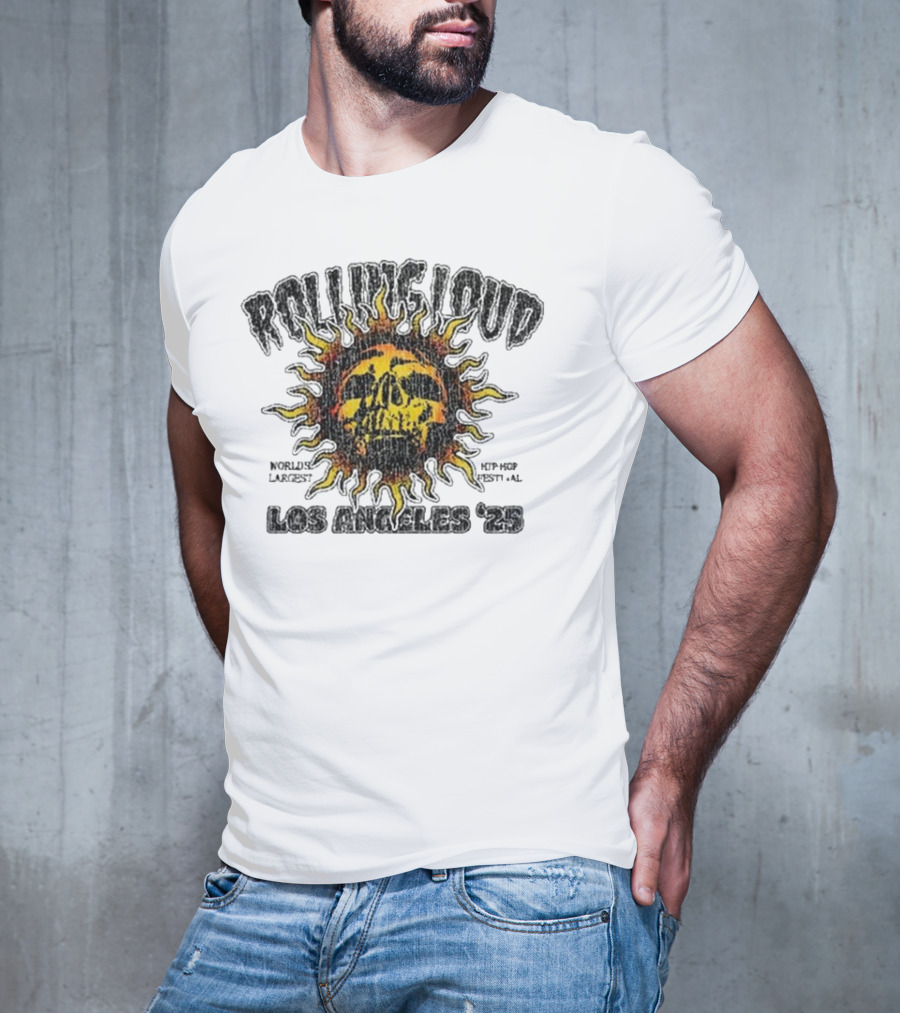 Rolling Loud Los Angeles 2025 Skull Sunburst Graphic T-Shirt
