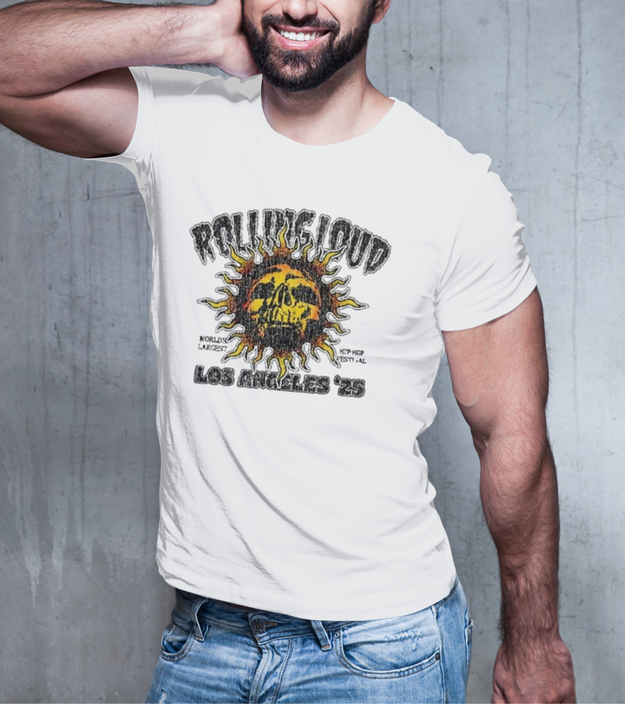 Rolling Loud Los Angeles 2025 Skull Sunburst Graphic T-Shirt