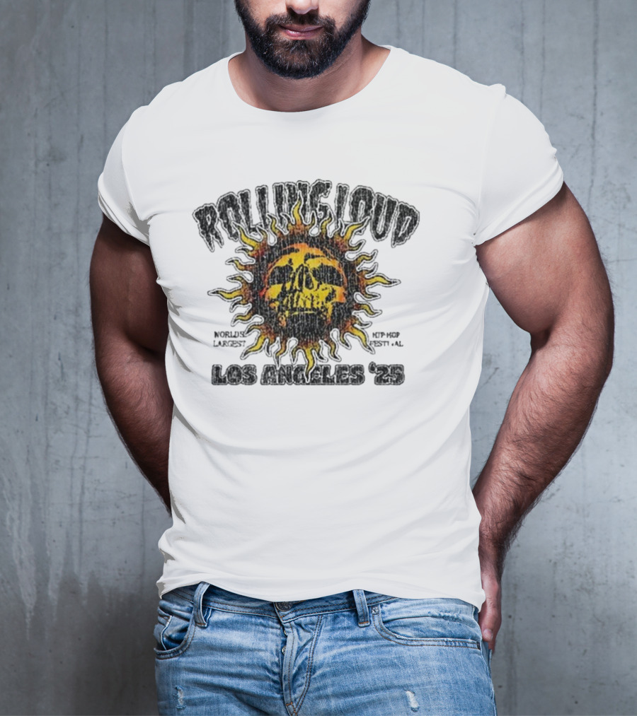 Rolling Loud Los Angeles 2025 Skull Sunburst Graphic T-Shirt