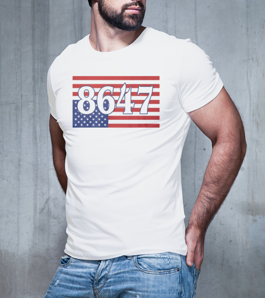 8647 American Flag Inverted Red Blue Stripes T-Shirt