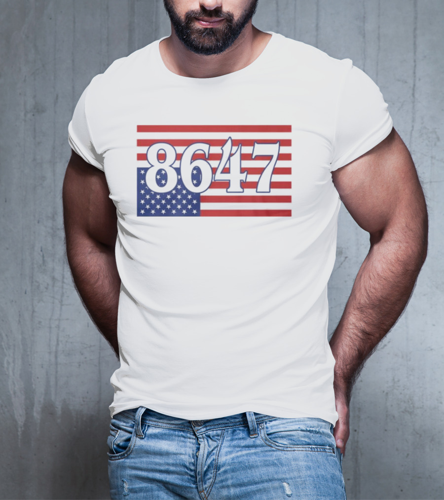 8647 American Flag Inverted Red Blue Stripes T-Shirt