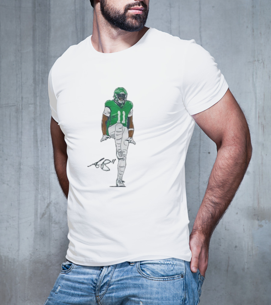 A.J. Brown The Silencer Green Football Number 11 Player Kneeling Icon T-Shirt