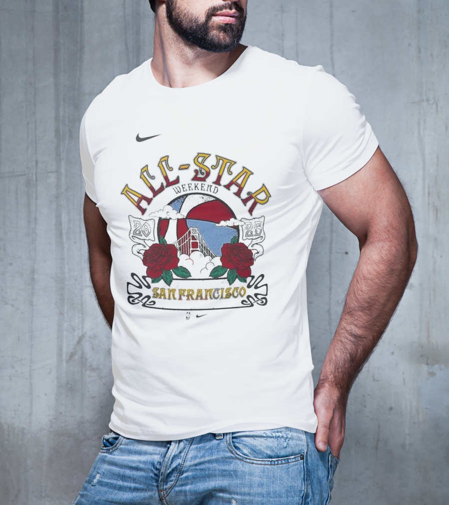 2025 NBA All-Star Weekend Jordan Brand San Fran 1990 Roses T-Shirt