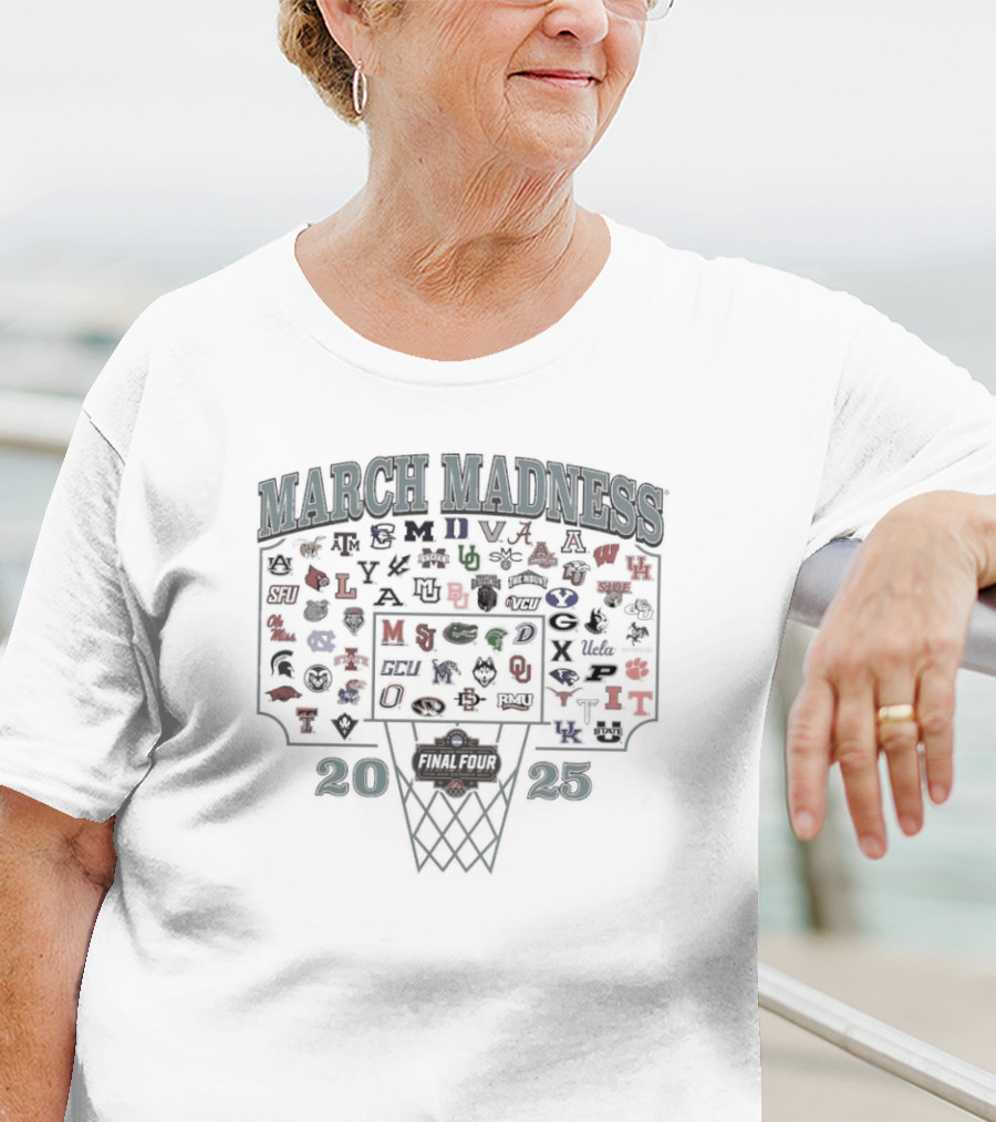 2025 March Madness NCAA Men's Basketball Tournament Team Logos T-Shirt
