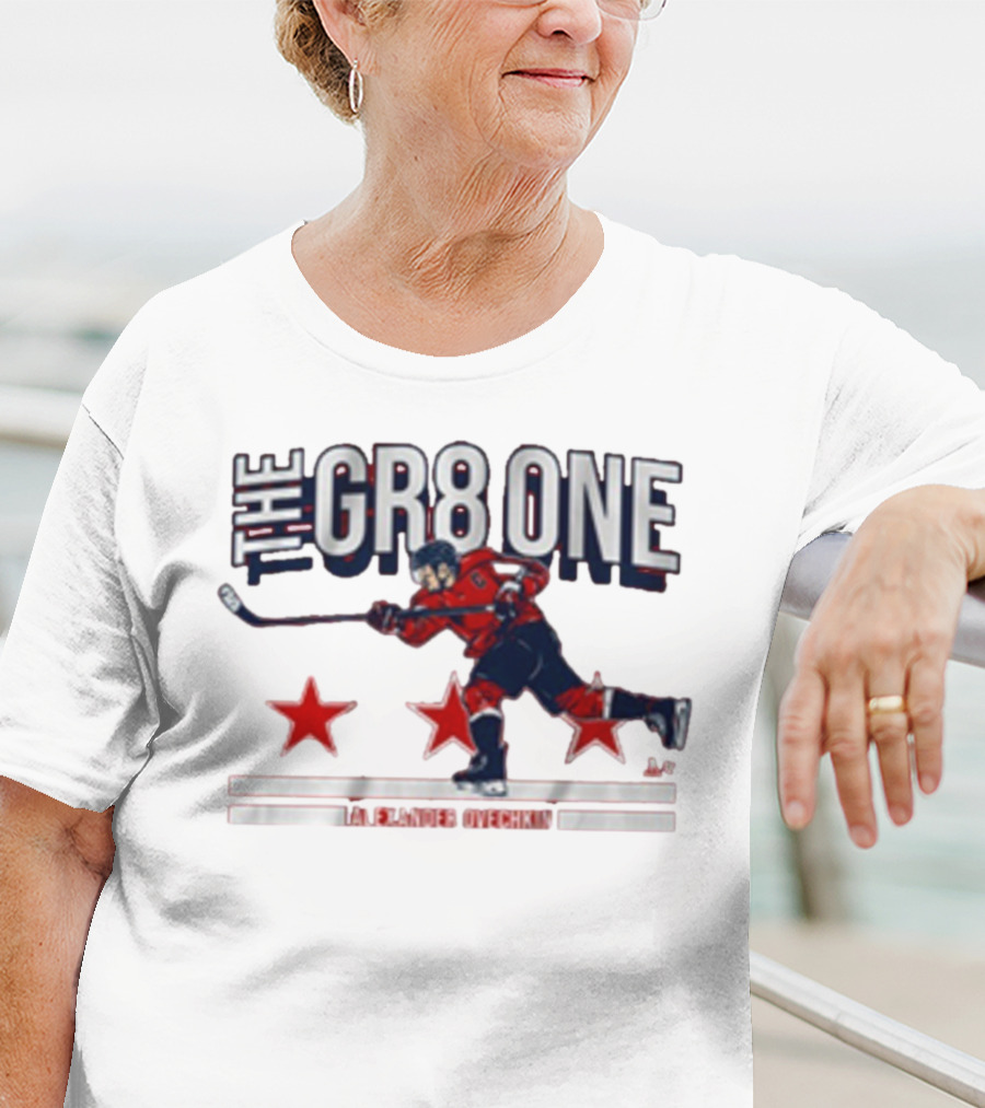The GR8 One Alexander Ovechkin Hockey Player With Stars And Stick T-Shirt