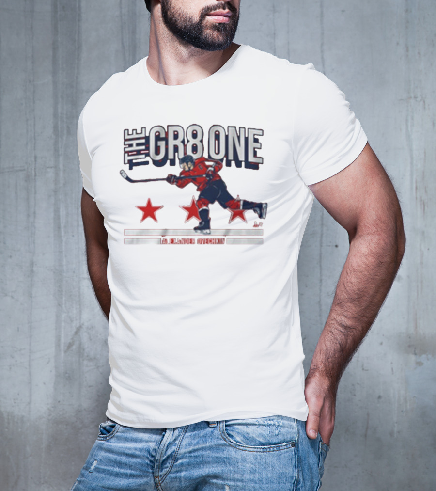 The GR8 One Alexander Ovechkin Hockey Player With Stars And Stick T-Shirt