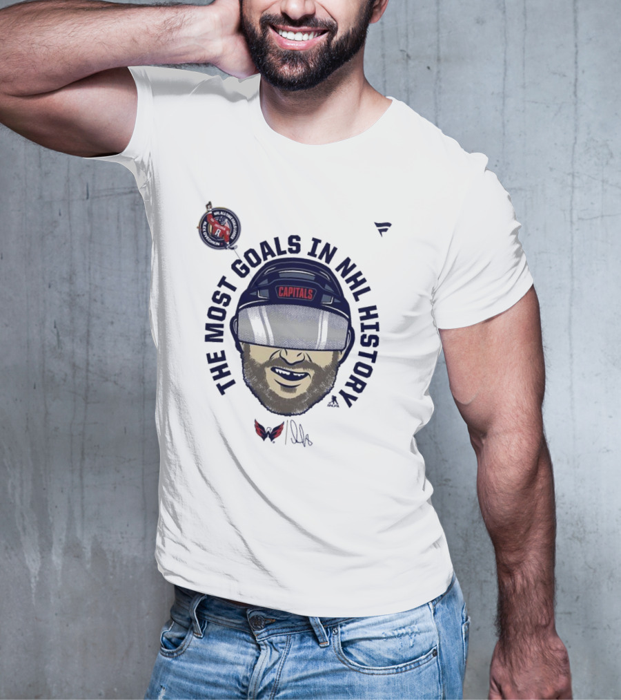Alexander Ovechkin Capitals The Most Goals In NHL History Caricature T-Shirt