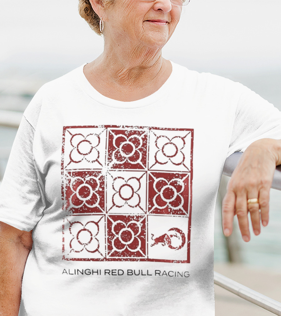 Alinghi Red Bull Racing Barcelona Nine-Panel Grid Pattern T-Shirt