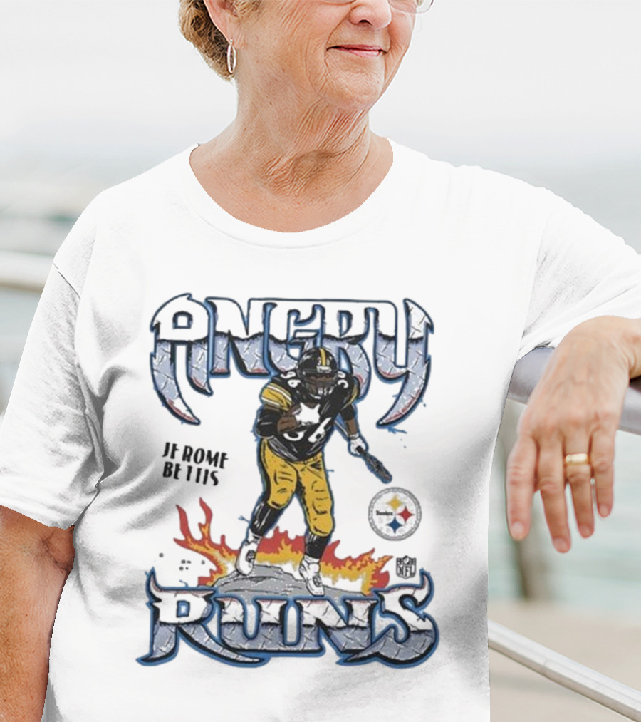 Angry Runs Pittsburgh Steelers Jerome Bettis NFL Fire Burst T-Shirt