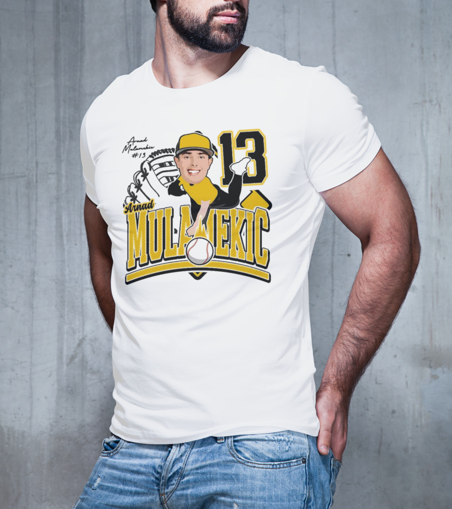 Arnad Mulamekic Baseball 13 Player Underhand Catcher Yellow Outfit T-Shirt