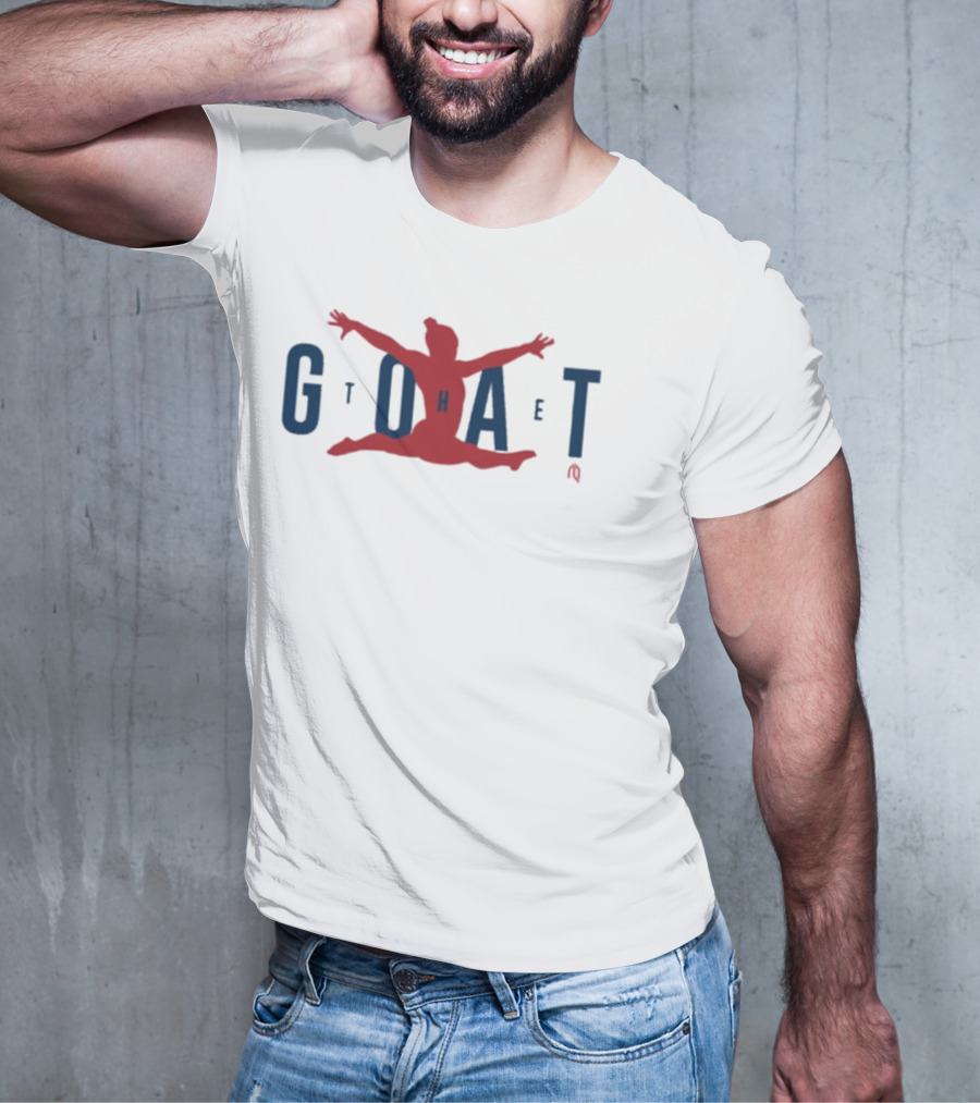 GOAT Gymnastics Athlete Jumping Through Letters T-Shirt