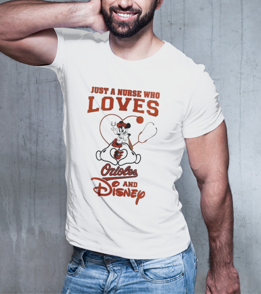 Just A Nurse Who Loves Orioles And Disney Mickey T-Shirt