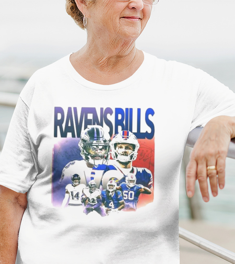 Ravens Bills NFL Matchup With Player Lineup And Strategy Background T-Shirt