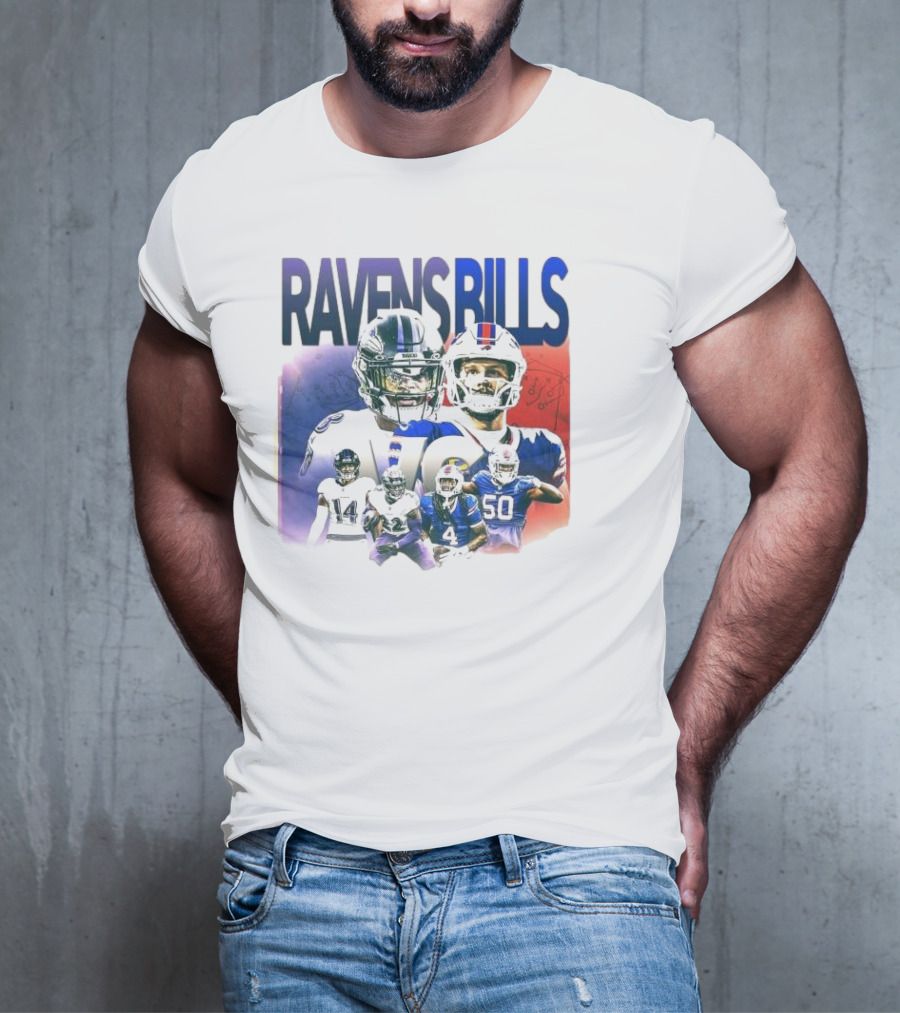 Ravens Bills NFL Matchup With Player Lineup And Strategy Background T-Shirt