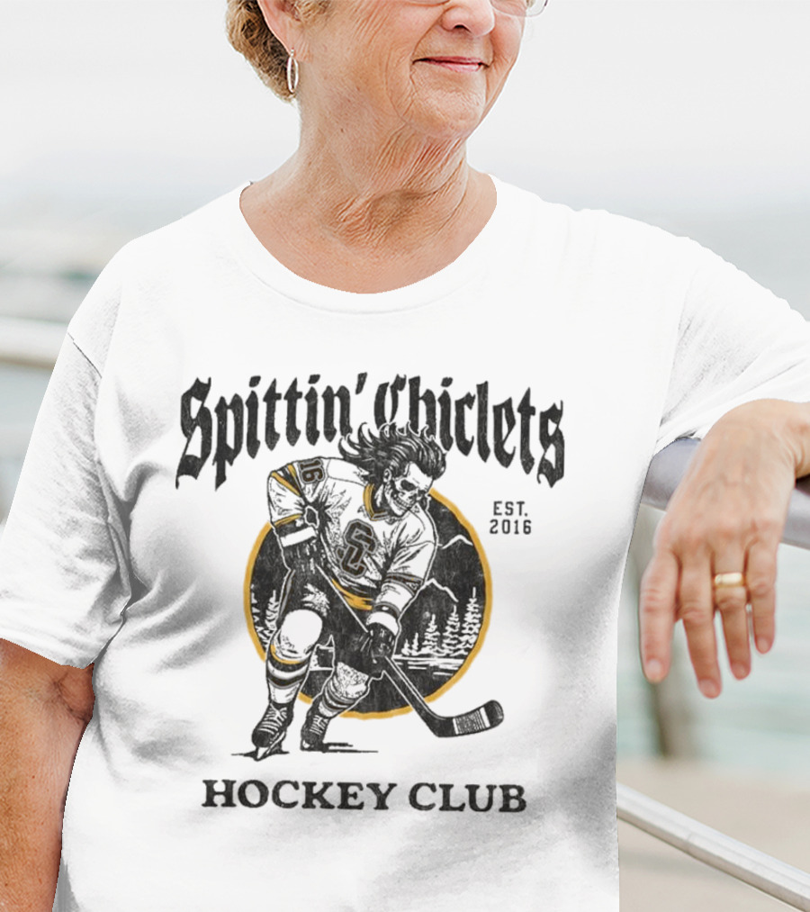 Barstool Sports Merch Spittin' Chiclets Hockey Club Skullet T-Shirt