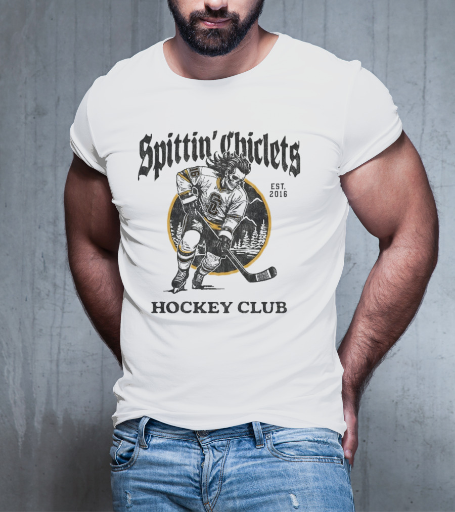 Barstool Sports Merch Spittin' Chiclets Hockey Club Skullet T-Shirt
