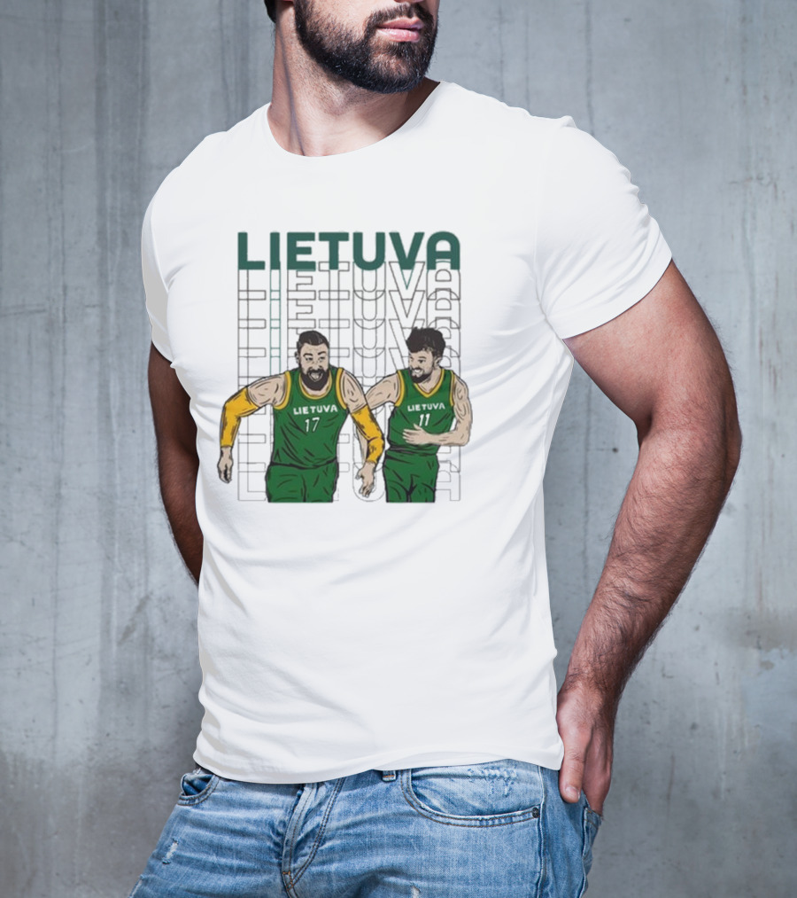 Lietuva Basketball Players Bokštai 17 Running Team Spirit T-Shirt