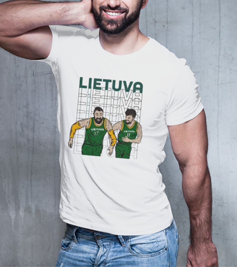 Lietuva Basketball Players Bokštai 17 Running Team Spirit T-Shirt