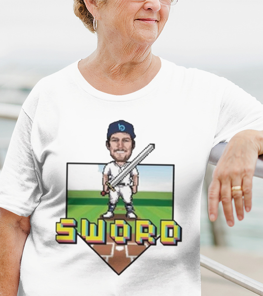 Pixelated Baseball Player Sword Bauer Outage T-Shirt
