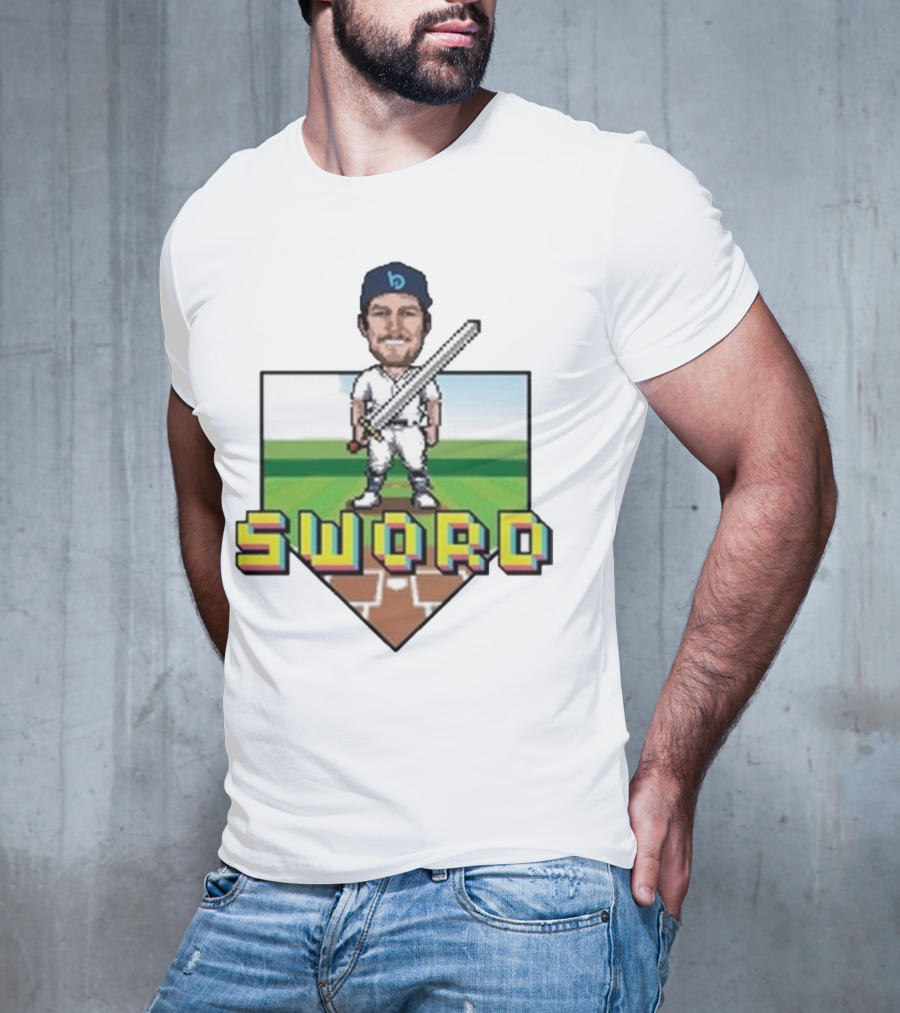 Pixelated Baseball Player Sword Bauer Outage T-Shirt