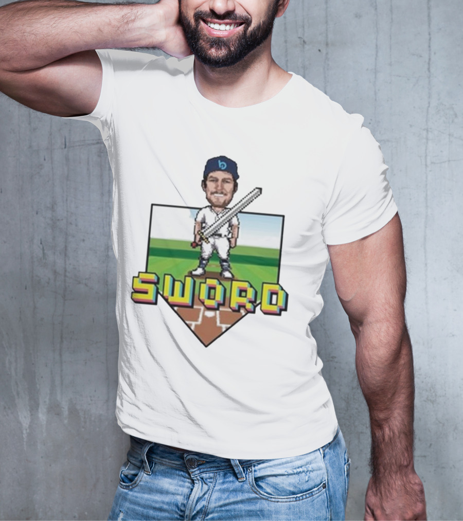 Pixelated Baseball Player Sword Bauer Outage T-Shirt