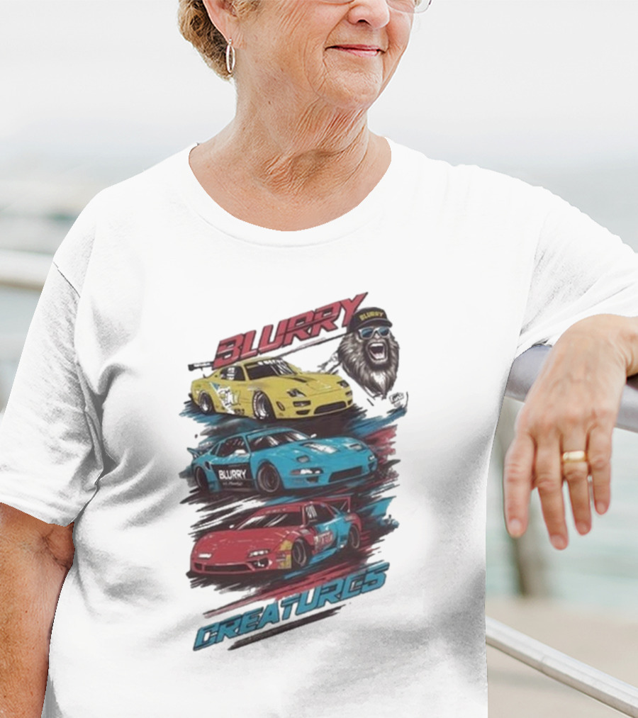 Blurry Creatures Talladega Blur Racing Cars Lion T-Shirt