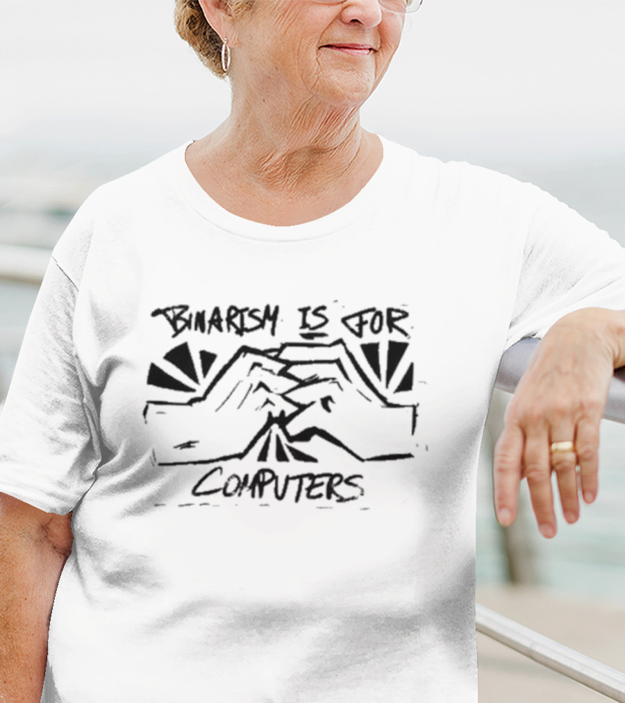 Binarism Is For Computers Skeleton Meditating  T-Shirt