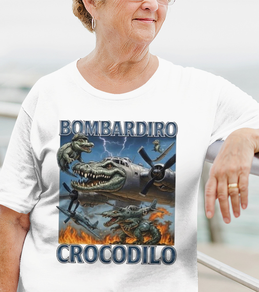 Bombardiro Crocodilo Italian Brainrot Meme Airplane Crocodile Battle T-Shirt
