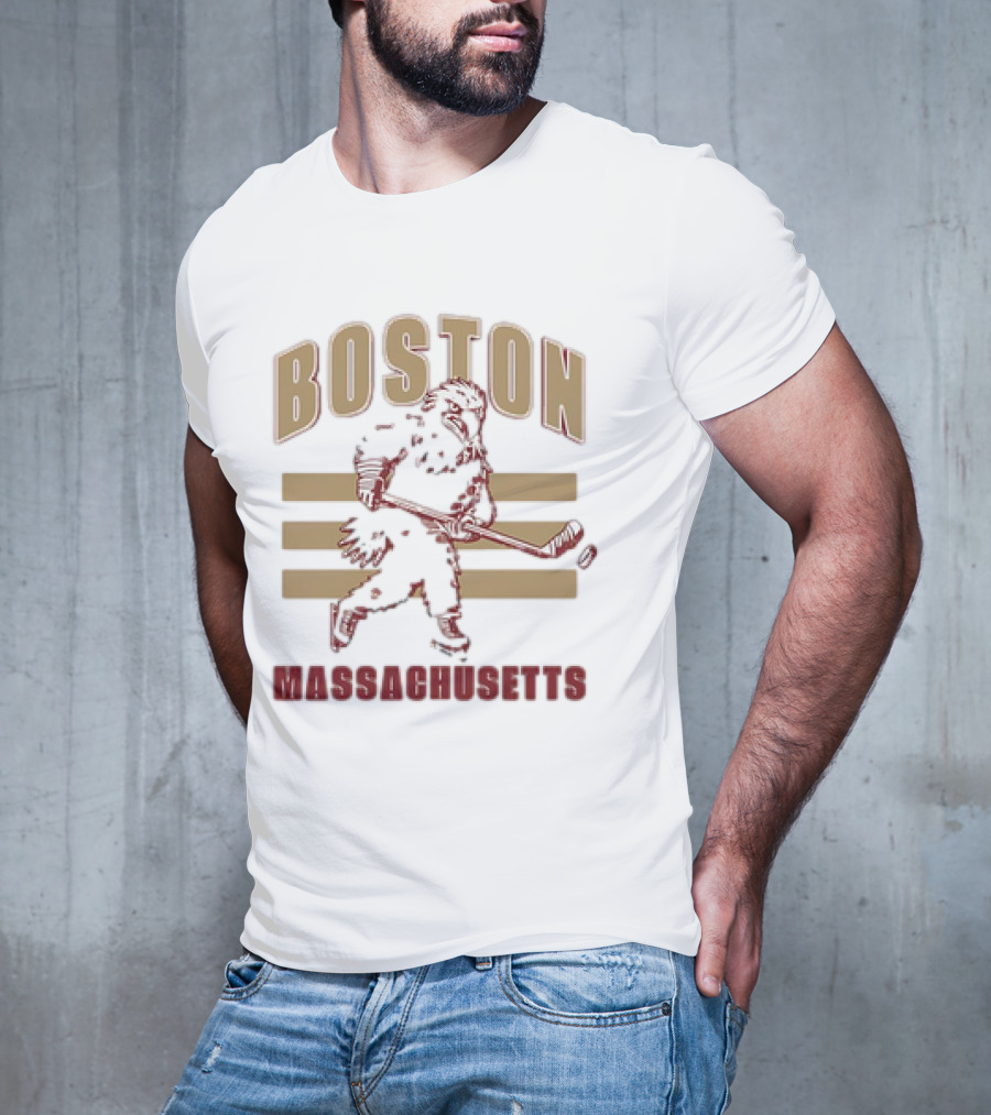Boston Massachusetts Hockey Mascot Skater T-Shirt