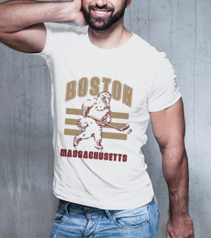 Boston Massachusetts Hockey Mascot Skater T-Shirt