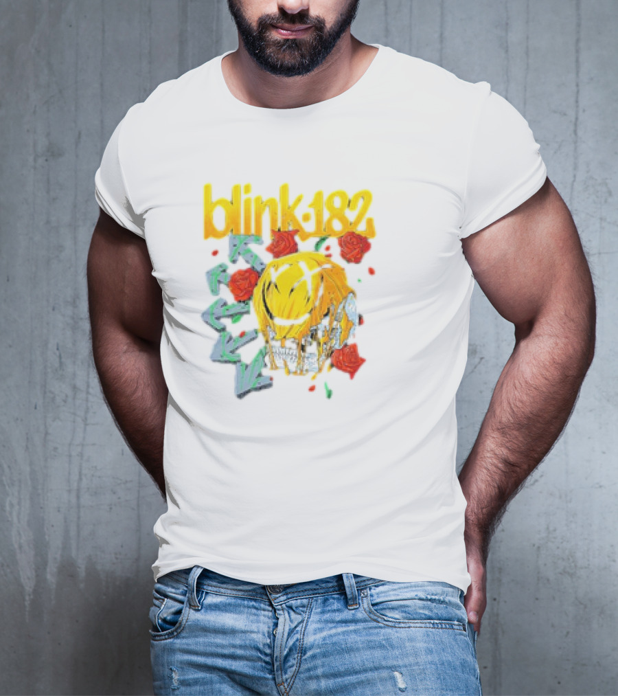 Blink 182 Skull Roses Dripping Yellow Paint T-Shirt