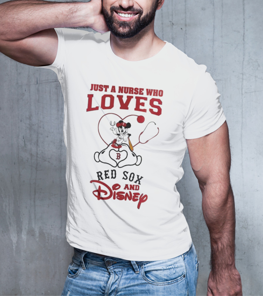 Boston Red Sox Just A Nurse Who Loves Disney Baseball Mickey Mouse 2025 T-Shirt