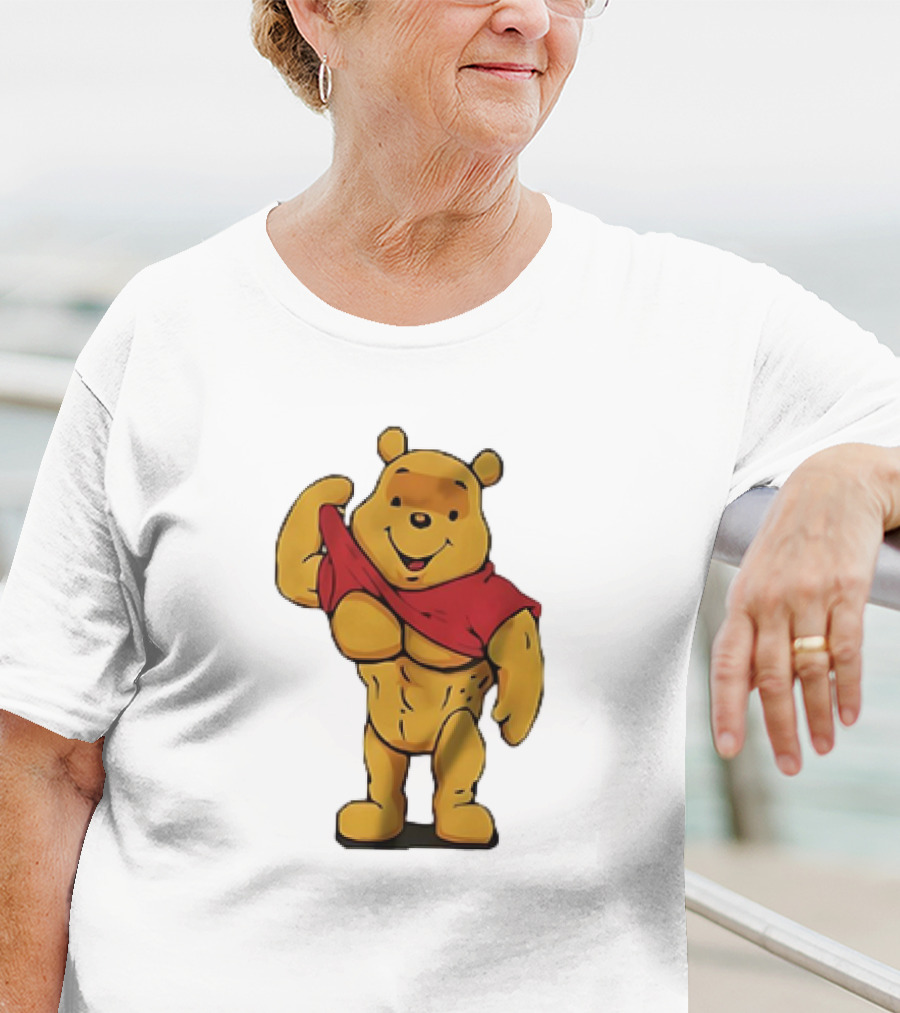 Buff Winnie The Pooh Flexing Muscles Bodybuilder Parody T-Shirt