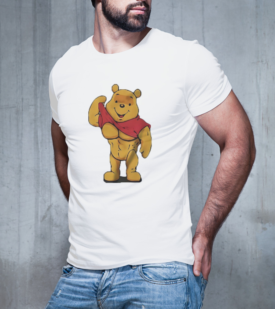 Buff Winnie The Pooh Flexing Muscles Bodybuilder Parody T-Shirt