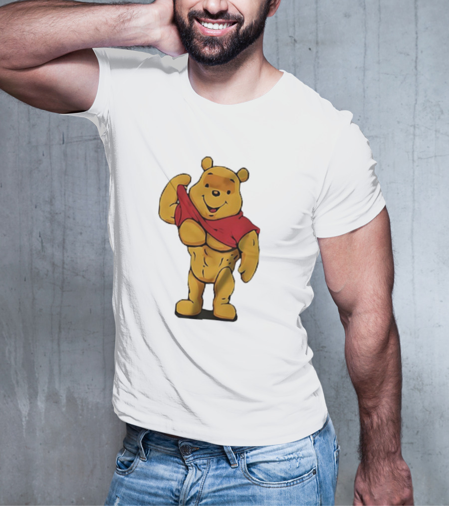 Buff Winnie The Pooh Flexing Muscles Bodybuilder Parody T-Shirt