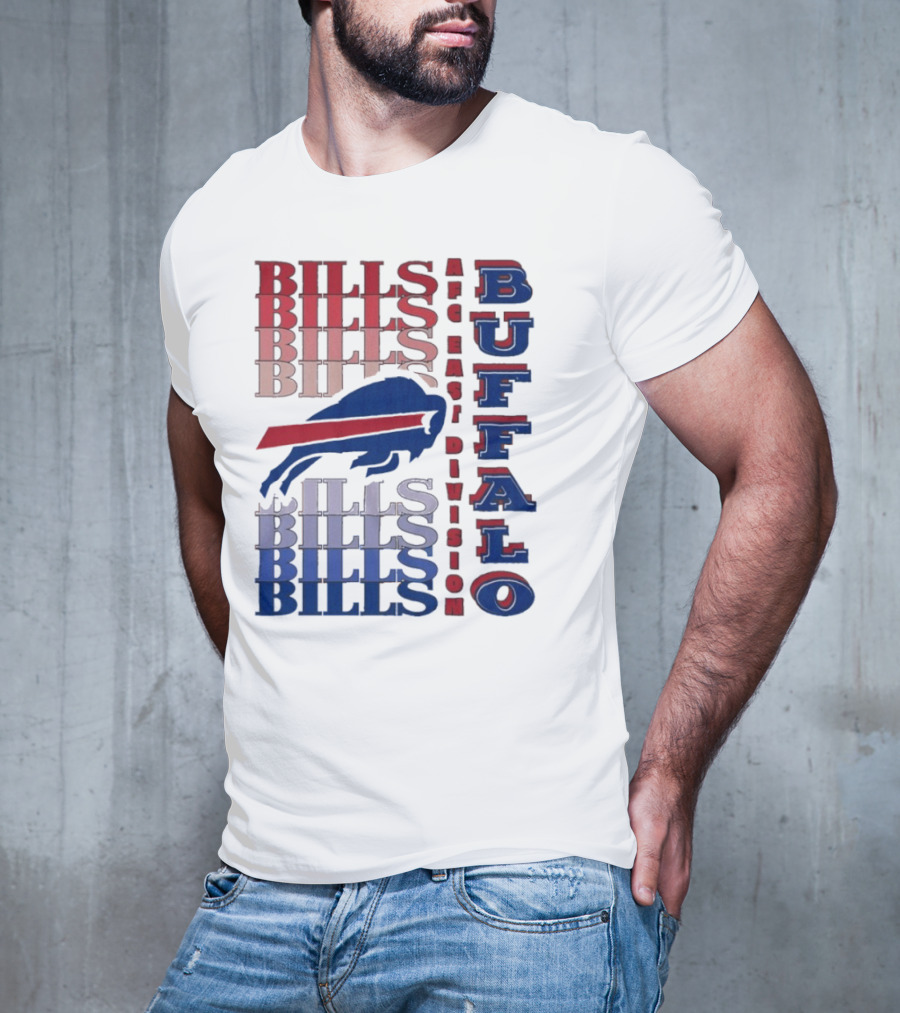 Buffalo Bills AFC East Division Bills Repeated Blue And Red Text T-Shirt