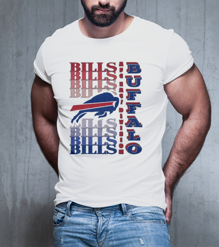 Buffalo Bills AFC East Division Bills Repeated Blue And Red Text T-Shirt