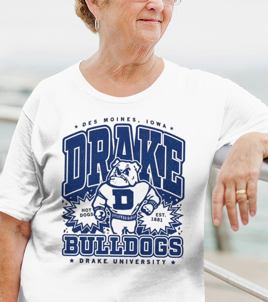 Des Moines Iowa Drake University Bulldogs Mascot Hot Dogs Est 1881 T-Shirt